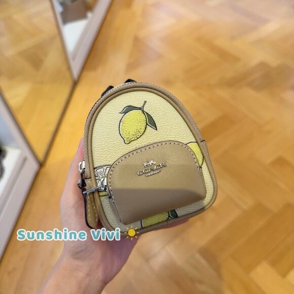 NWT Coach Mini Court Backpack Bag Charm with Lemon Print CAP03 - Picture 1 of 5